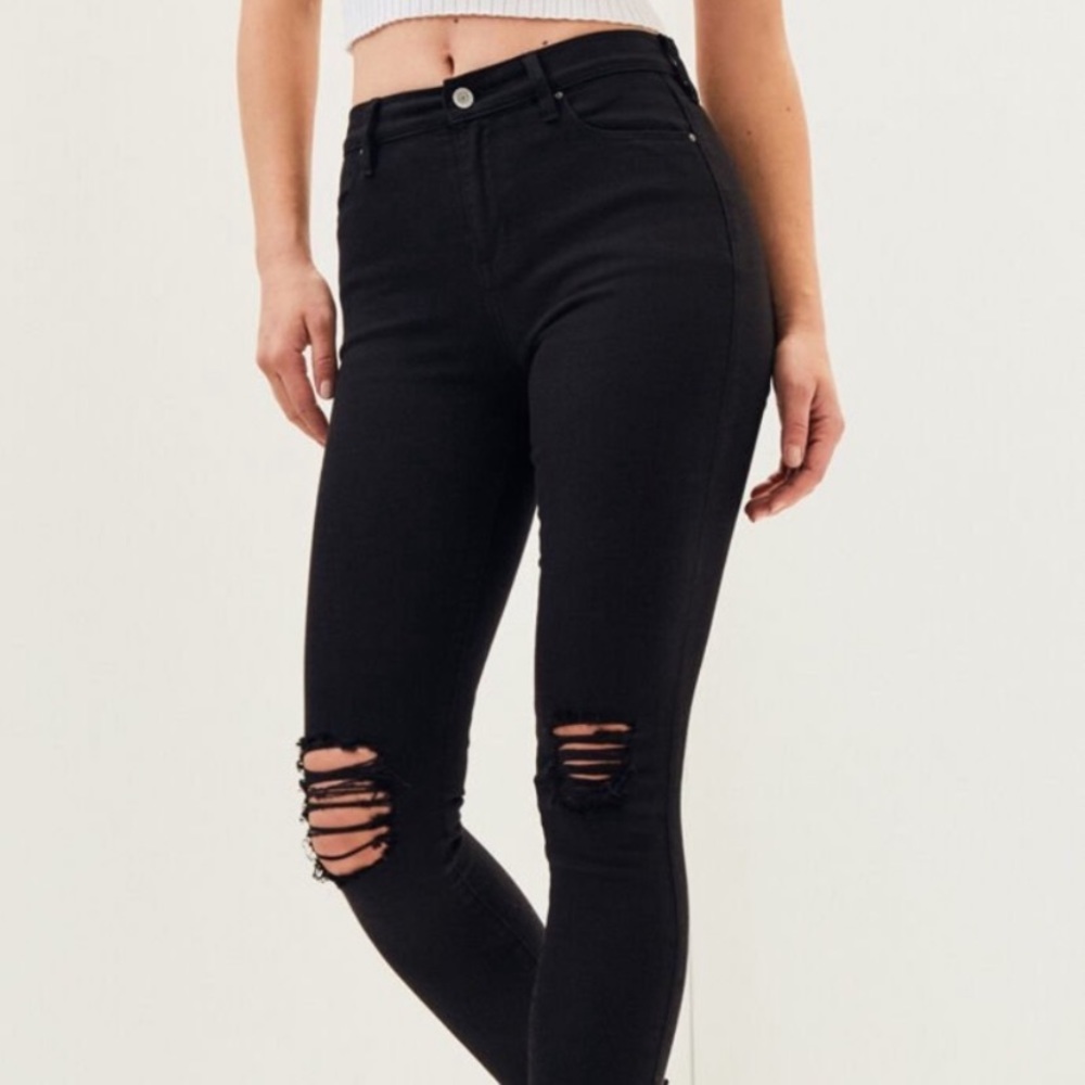 Pacsun High Rise Ankle Jegging Black With Distressing